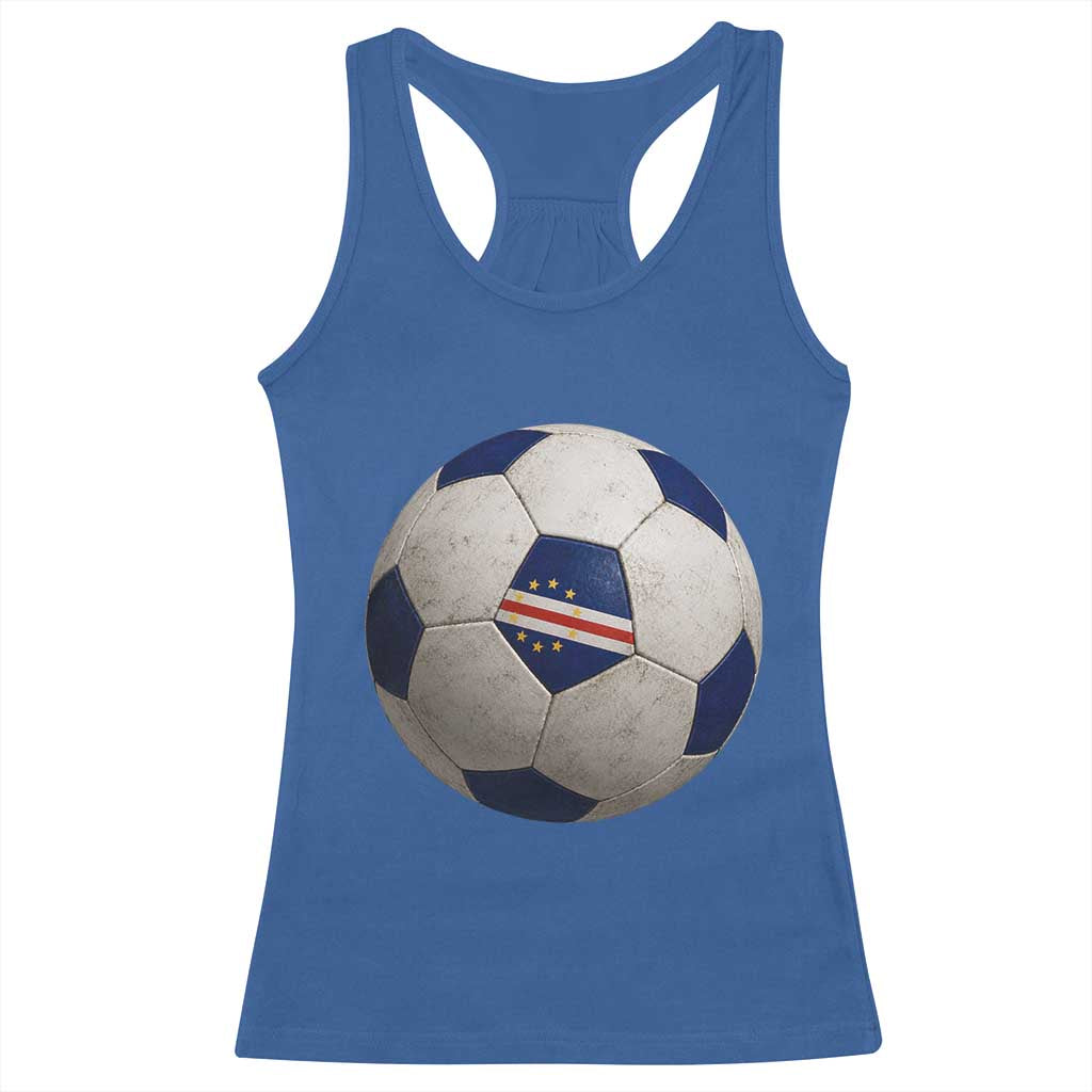 Cabo Verde Football Vintage Soccer Ball Graphic Racerback Tank Top TS11 Royal Blue Print Your Wear