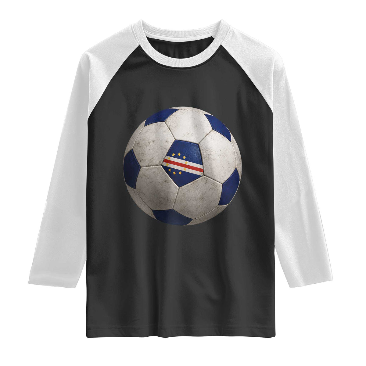 Cabo Verde Football Vintage Soccer Ball Graphic Raglan Shirt