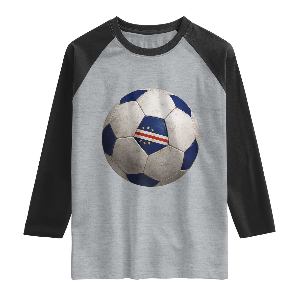 Cabo Verde Football Vintage Soccer Ball Graphic Raglan Shirt