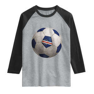 Cabo Verde Football Vintage Soccer Ball Graphic Raglan Shirt