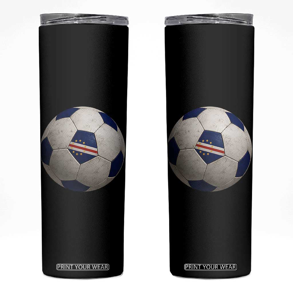 Cabo Verde Football Vintage Soccer Ball Graphic Skinny Tumbler TS11 Black Print Your Wear