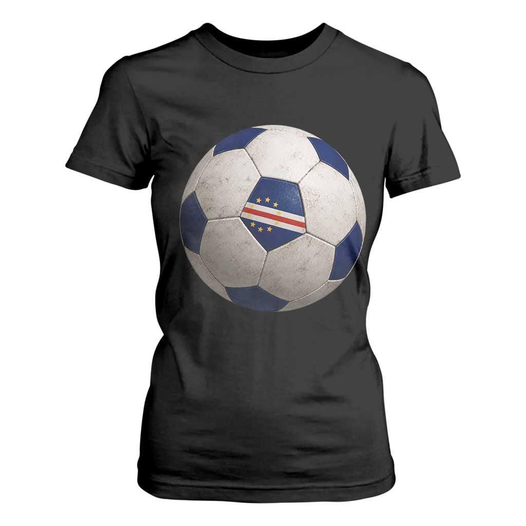 Cabo Verde Football Vintage Soccer Ball Graphic T Shirt For Women