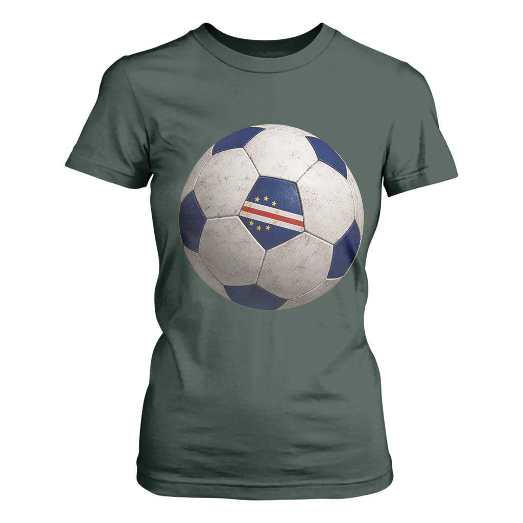 Cabo Verde Football Vintage Soccer Ball Graphic T Shirt For Women