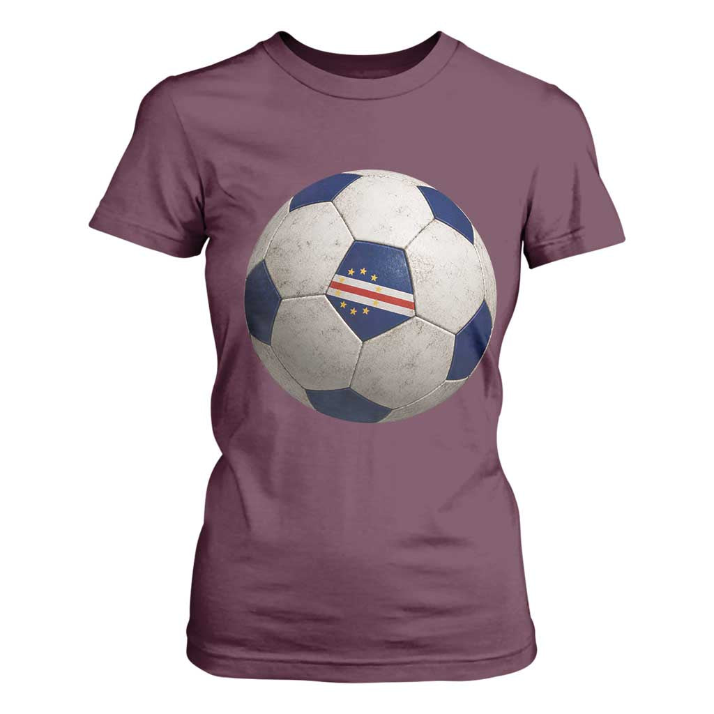 Cabo Verde Football Vintage Soccer Ball Graphic T Shirt For Women