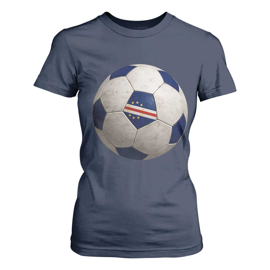 Cabo Verde Football Vintage Soccer Ball Graphic T Shirt For Women