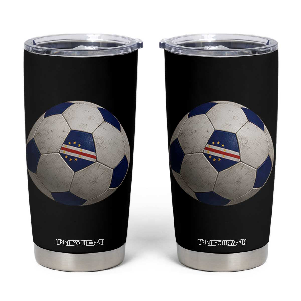 Cabo Verde Football Vintage Soccer Ball Graphic Tumbler Cup