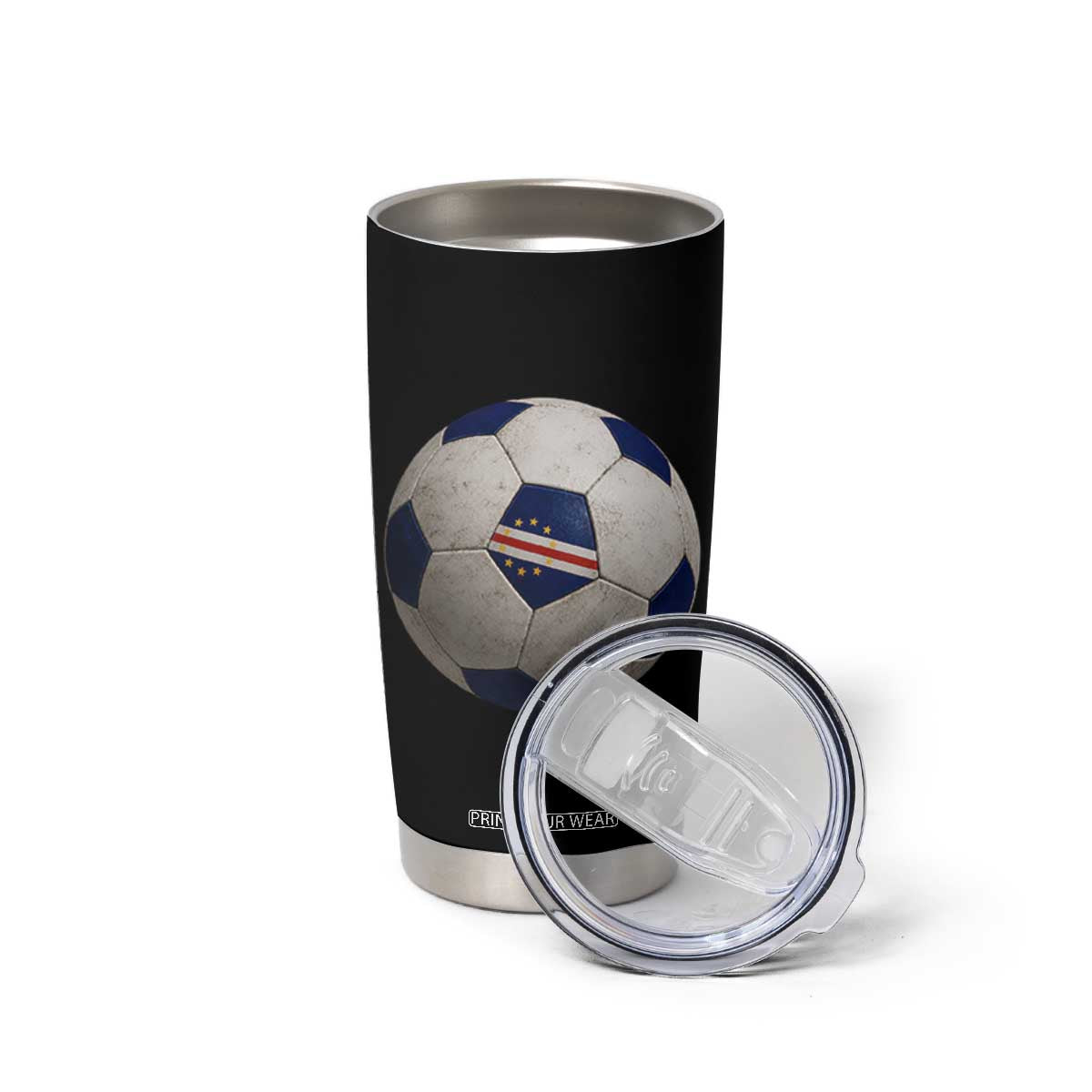 Cabo Verde Football Vintage Soccer Ball Graphic Tumbler Cup