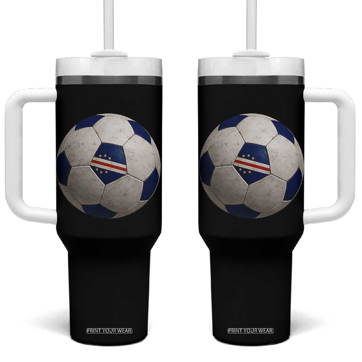 Cabo Verde Football Vintage Soccer Ball Graphic Tumbler With Handle