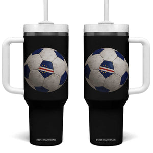 Cabo Verde Football Vintage Soccer Ball Graphic Tumbler With Handle