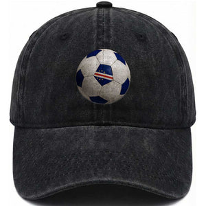 Cabo Verde Football Vintage Soccer Ball Graphic Washed Cotton Baseball Cap