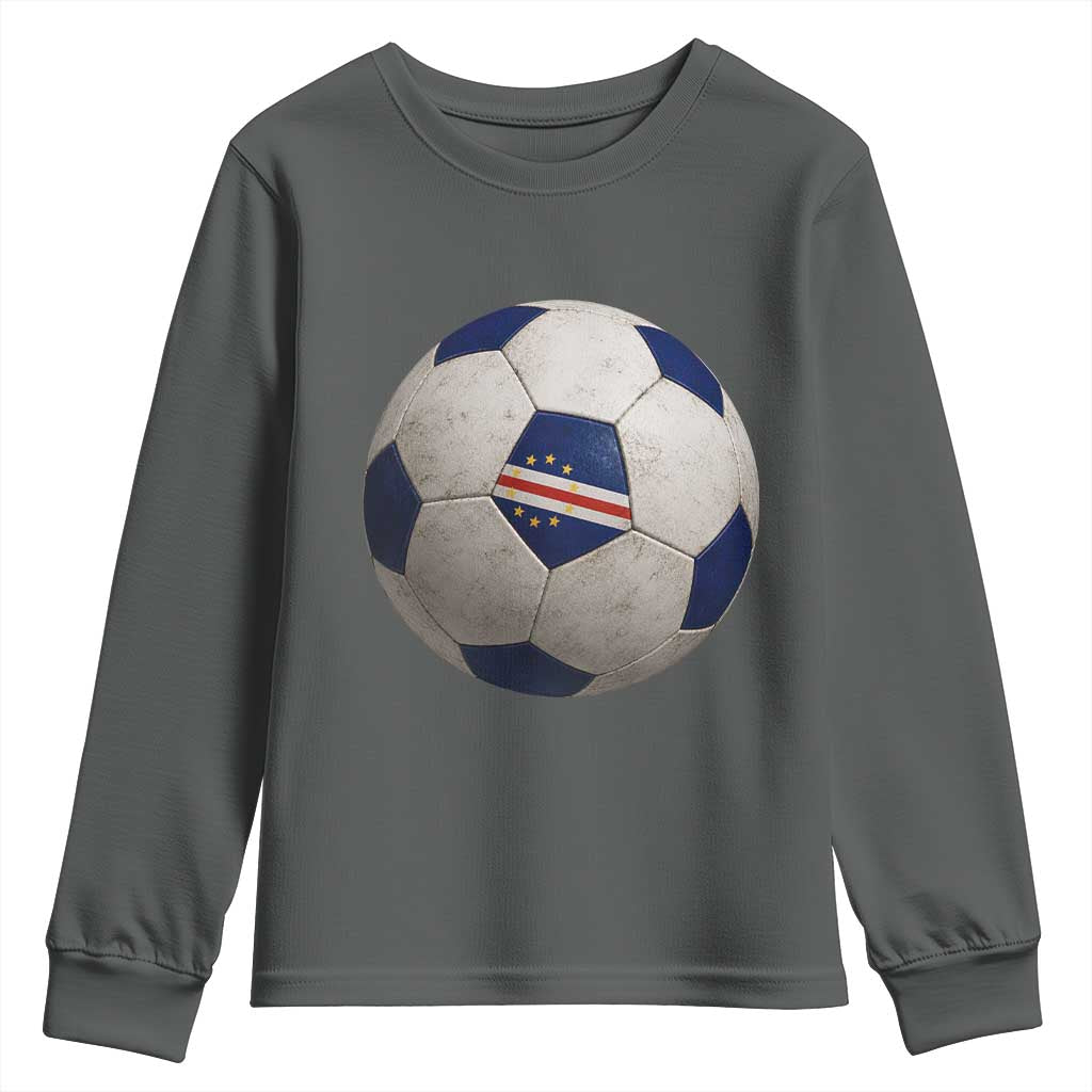 Cabo Verde Football Vintage Soccer Ball Graphic Youth Sweatshirt
