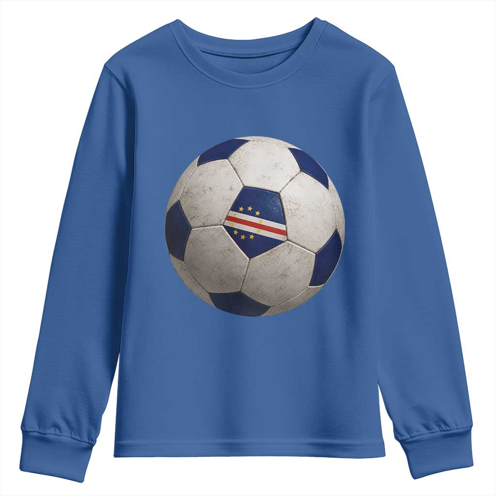 Cabo Verde Football Vintage Soccer Ball Graphic Youth Sweatshirt