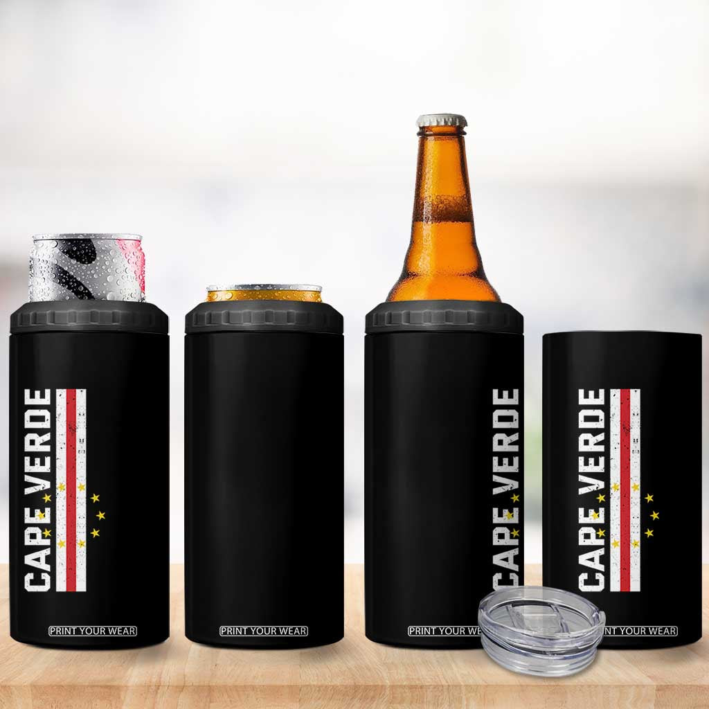 Cabo Verde Pride Vintage Jersey Cape Verdean Flag 4 in 1 Can Cooler Tumbler