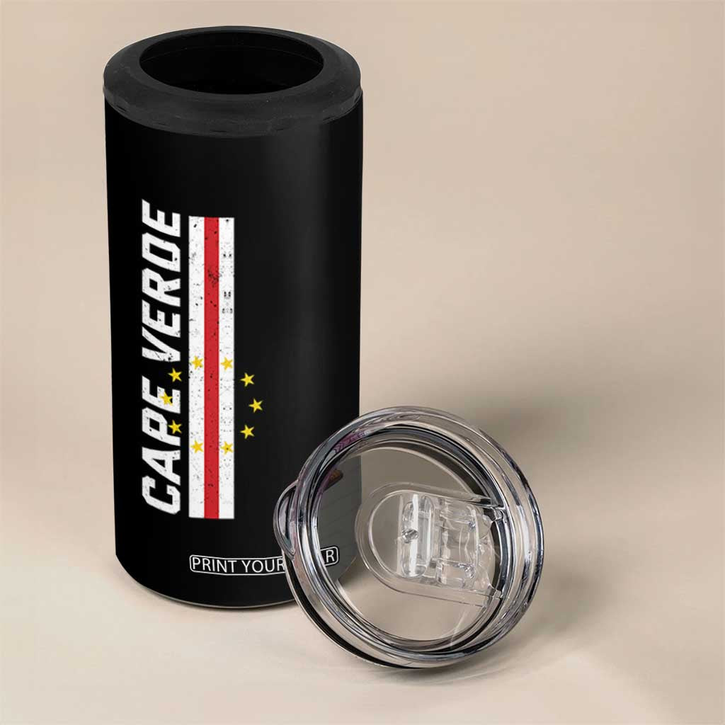 Cabo Verde Pride Vintage Jersey Cape Verdean Flag 4 in 1 Can Cooler Tumbler