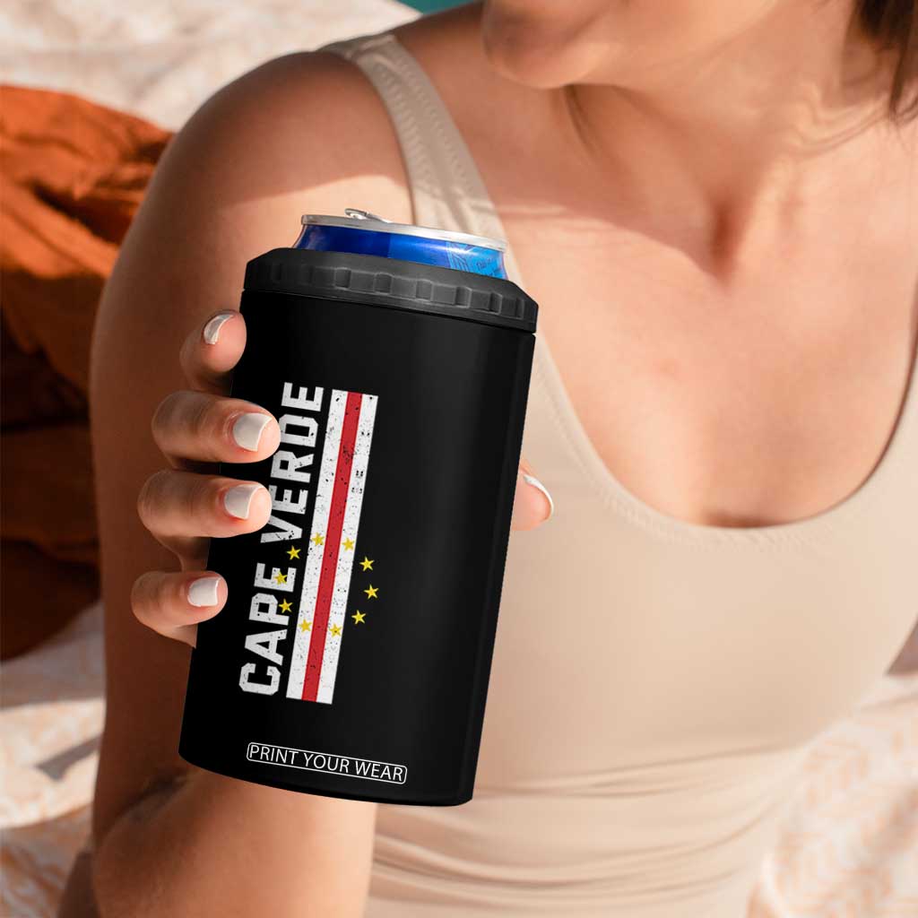 Cabo Verde Pride Vintage Jersey Cape Verdean Flag 4 in 1 Can Cooler Tumbler