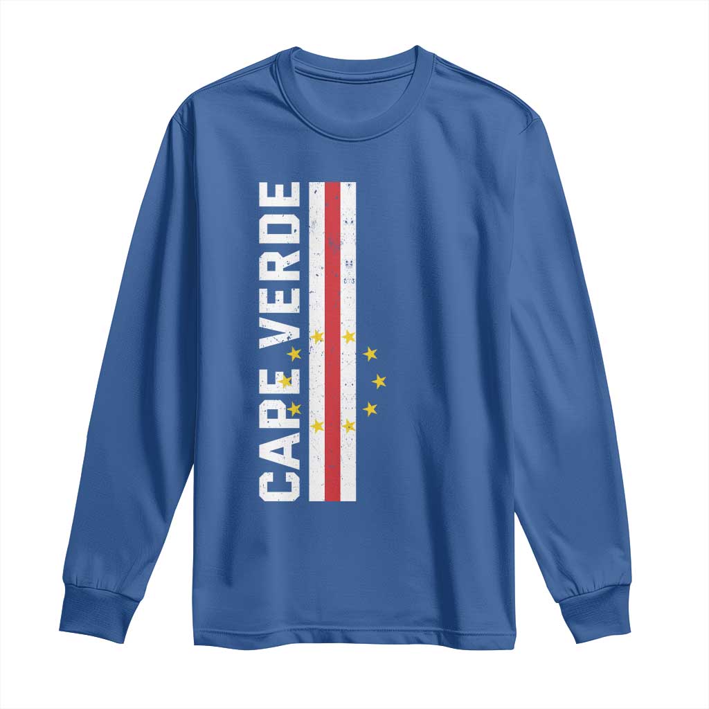 Cabo Verde Pride Vintage Jersey Cape Verdean Flag Long Sleeve Shirt TS11 Royal Blue Print Your Wear