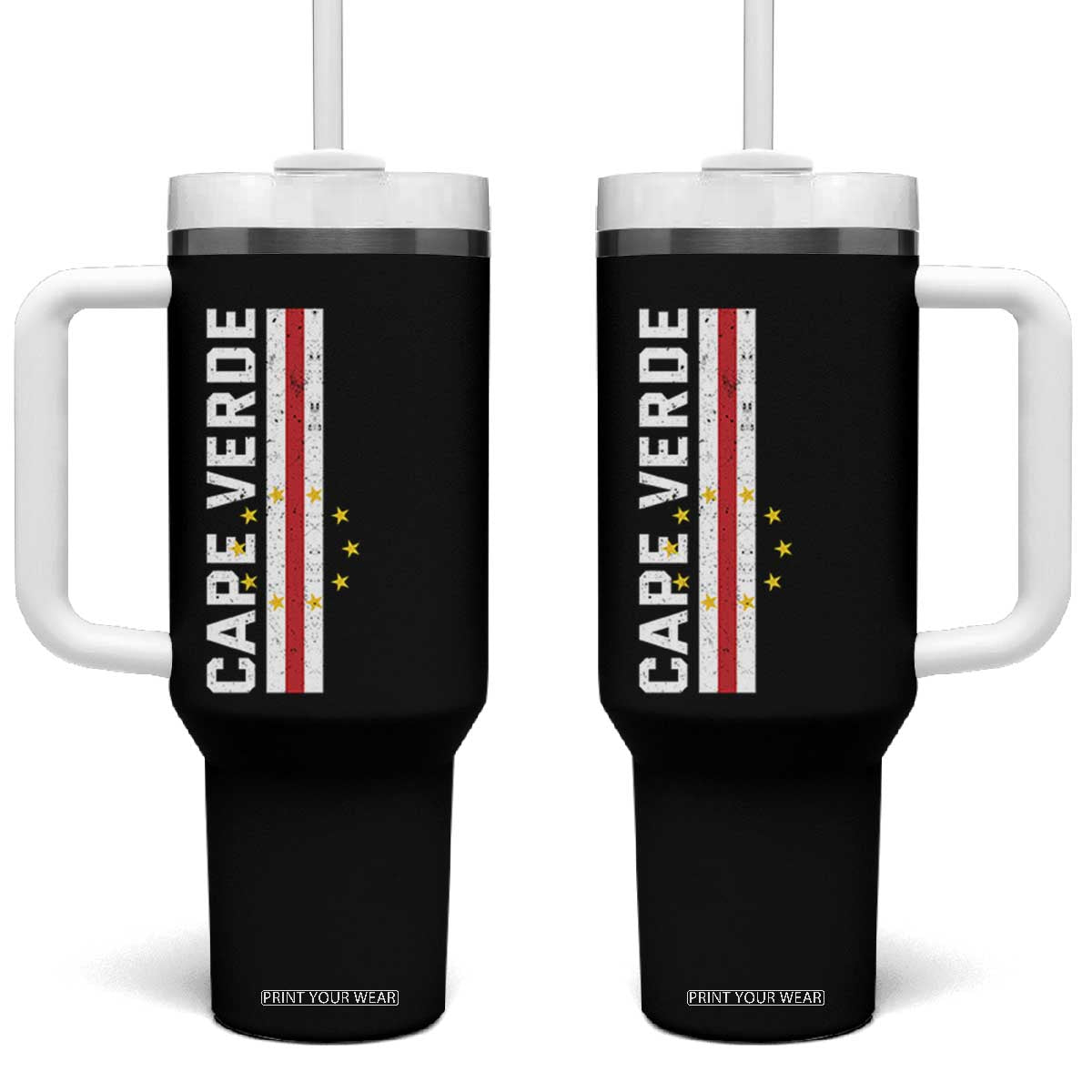 Cabo Verde Pride Vintage Jersey Cape Verdean Flag Tumbler With Handle
