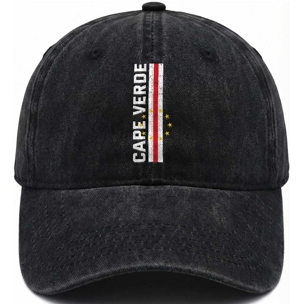 Cabo Verde Pride Vintage Jersey Cape Verdean Flag Washed Cotton Baseball Cap TS11 Print Your Wear