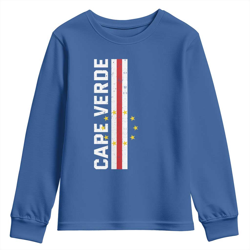 Cabo Verde Pride Vintage Jersey Cape Verdean Flag Youth Sweatshirt TS11 Royal Blue Print Your Wear
