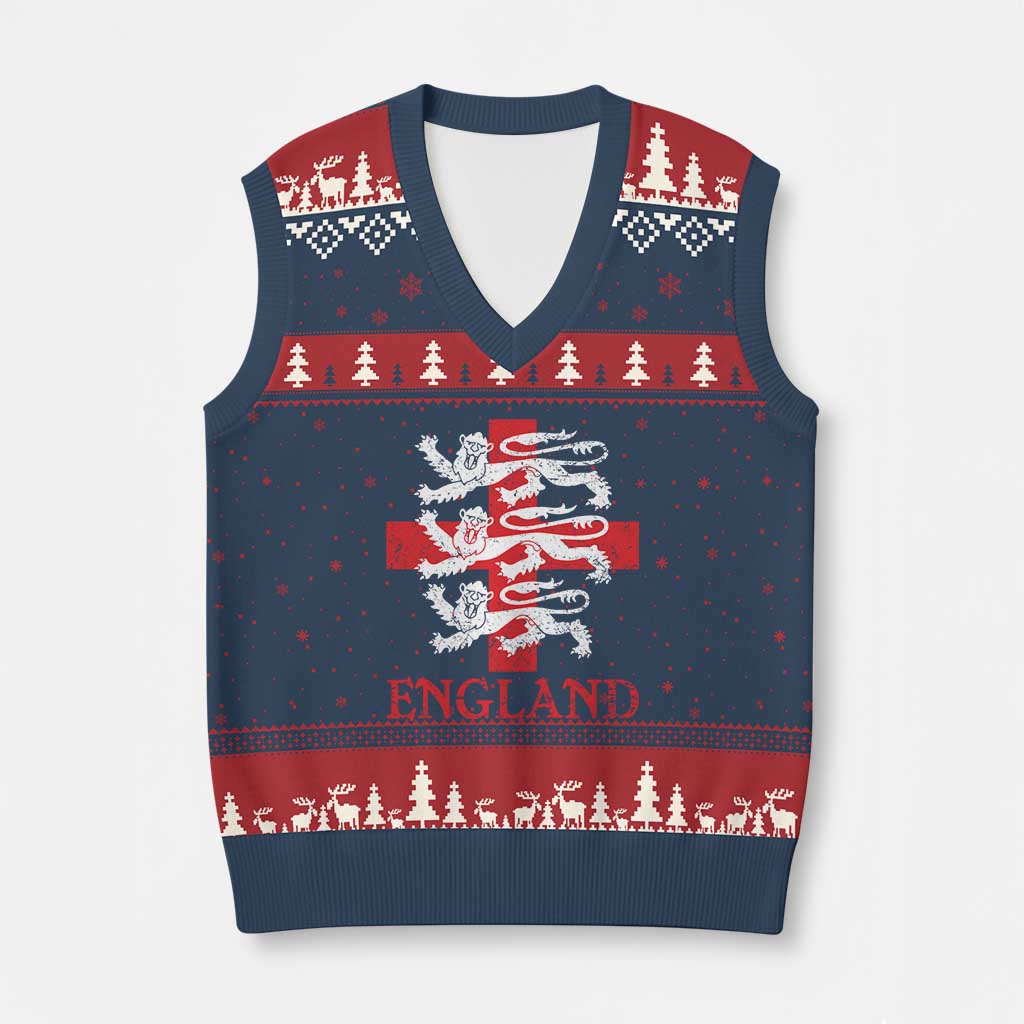 England Three Lions Symbol English Pride Souvenir V-Neck Knit Sweater Vest