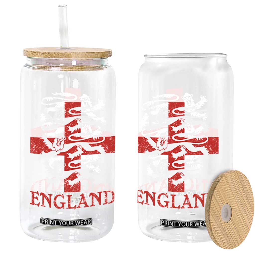 England Three Lions Symbol English Pride Souvenir Glass Can