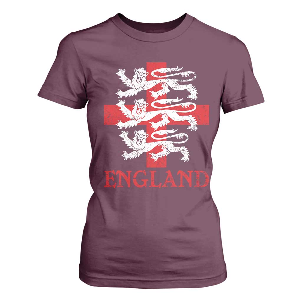 England Three Lions Symbol English Pride Souvenir T Shirt For Women
