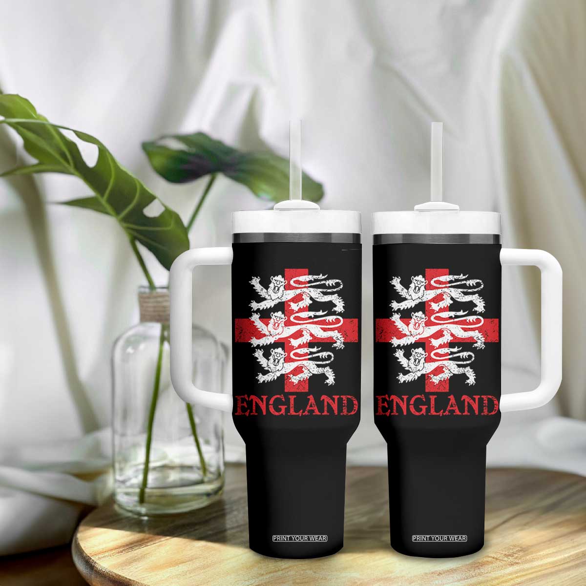England Three Lions Symbol English Pride Souvenir Tumbler With Handle
