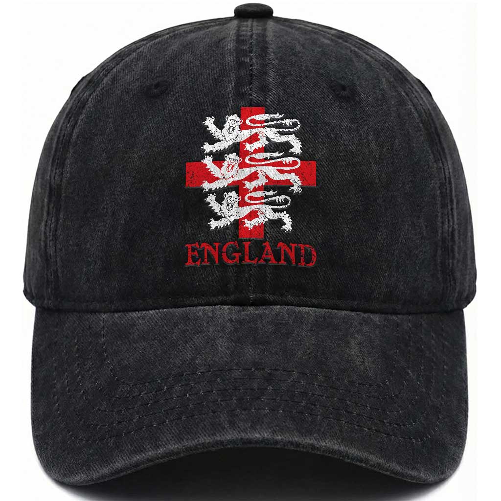 England Three Lions Symbol English Pride Souvenir Washed Cotton Baseball Cap TS11 Print Your Wear