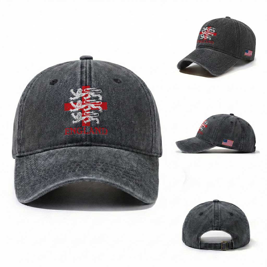 England Three Lions Symbol English Pride Souvenir Washed Cotton Baseball Cap