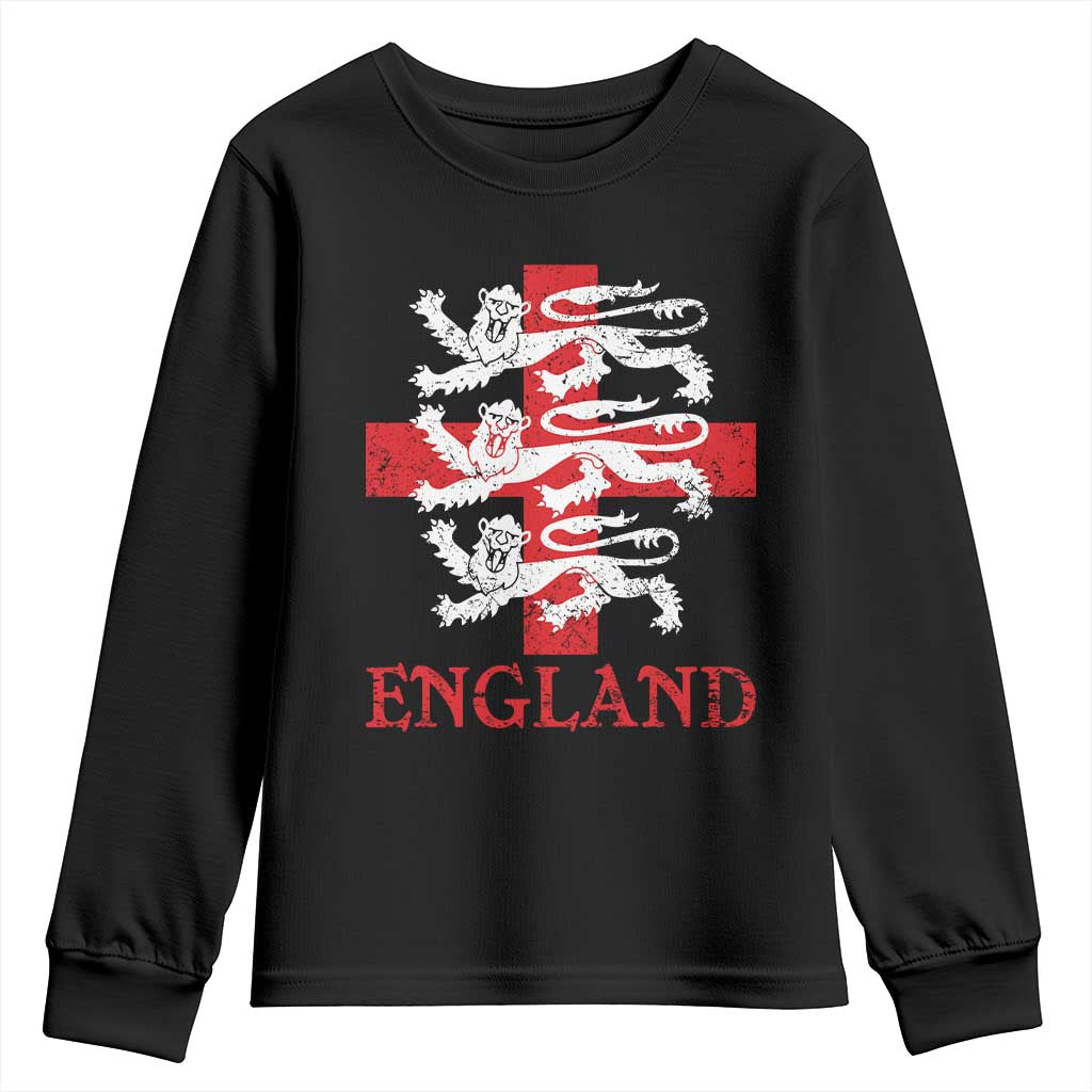 England Three Lions Symbol English Pride Souvenir Youth Sweatshirt TS11 Black Print Your Wear