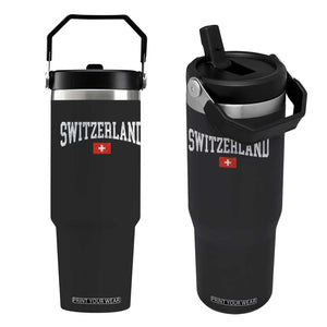 Vintage Switzerland National Pride The Swiss Cross Flip Straw Tumbler TS11 One Size: 30 oz Black Print Your Wear