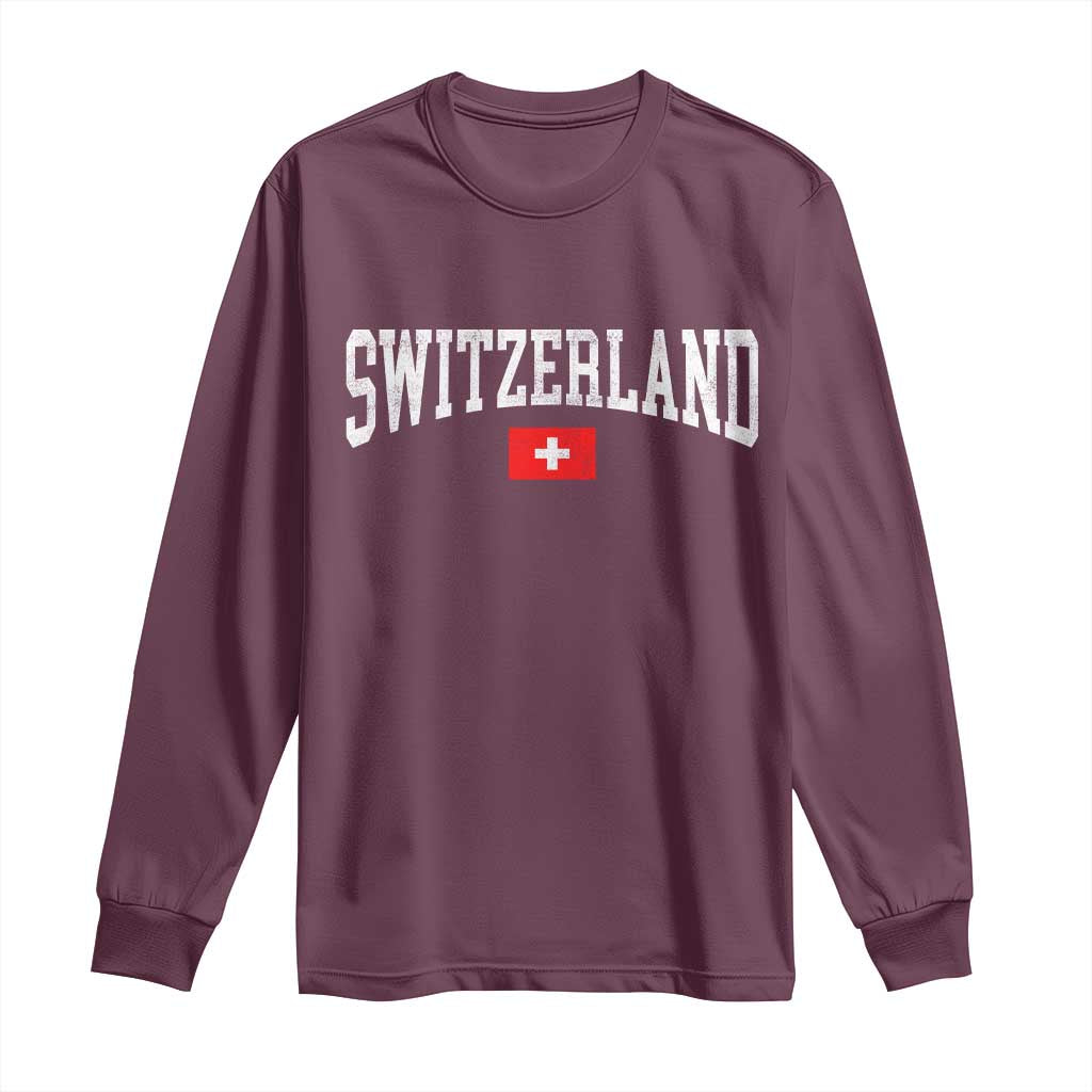 Vintage Switzerland National Pride The Swiss Cross Long Sleeve Shirt