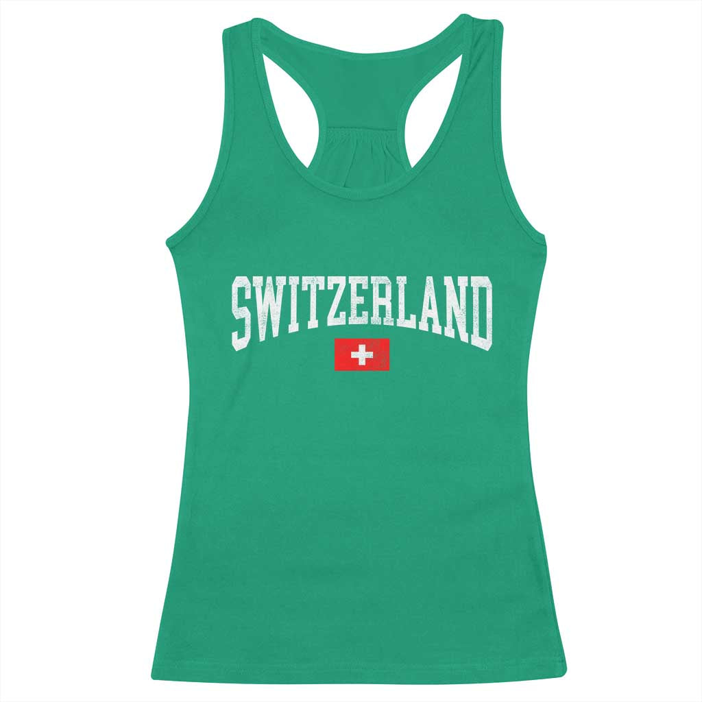Vintage Switzerland National Pride The Swiss Cross Racerback Tank Top