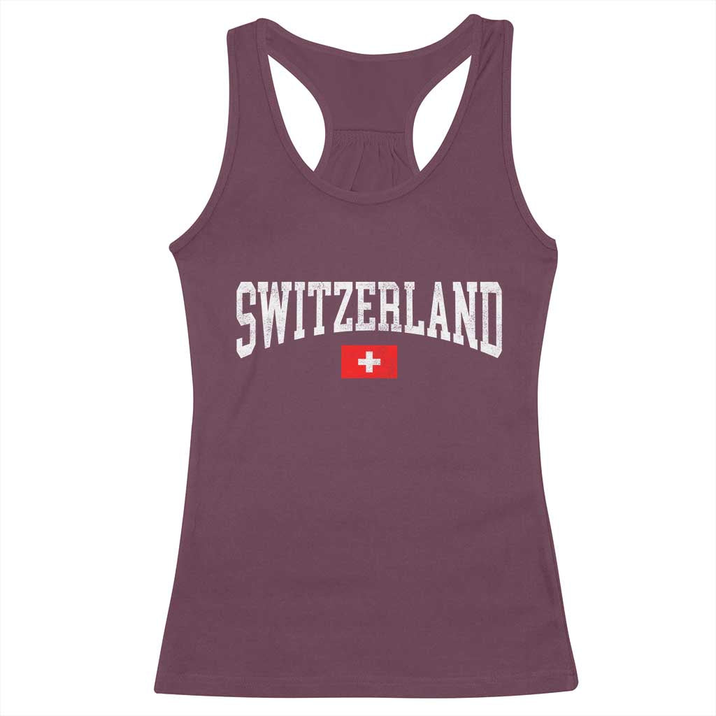 Vintage Switzerland National Pride The Swiss Cross Racerback Tank Top