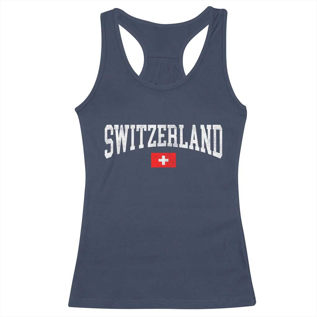Vintage Switzerland National Pride The Swiss Cross Racerback Tank Top