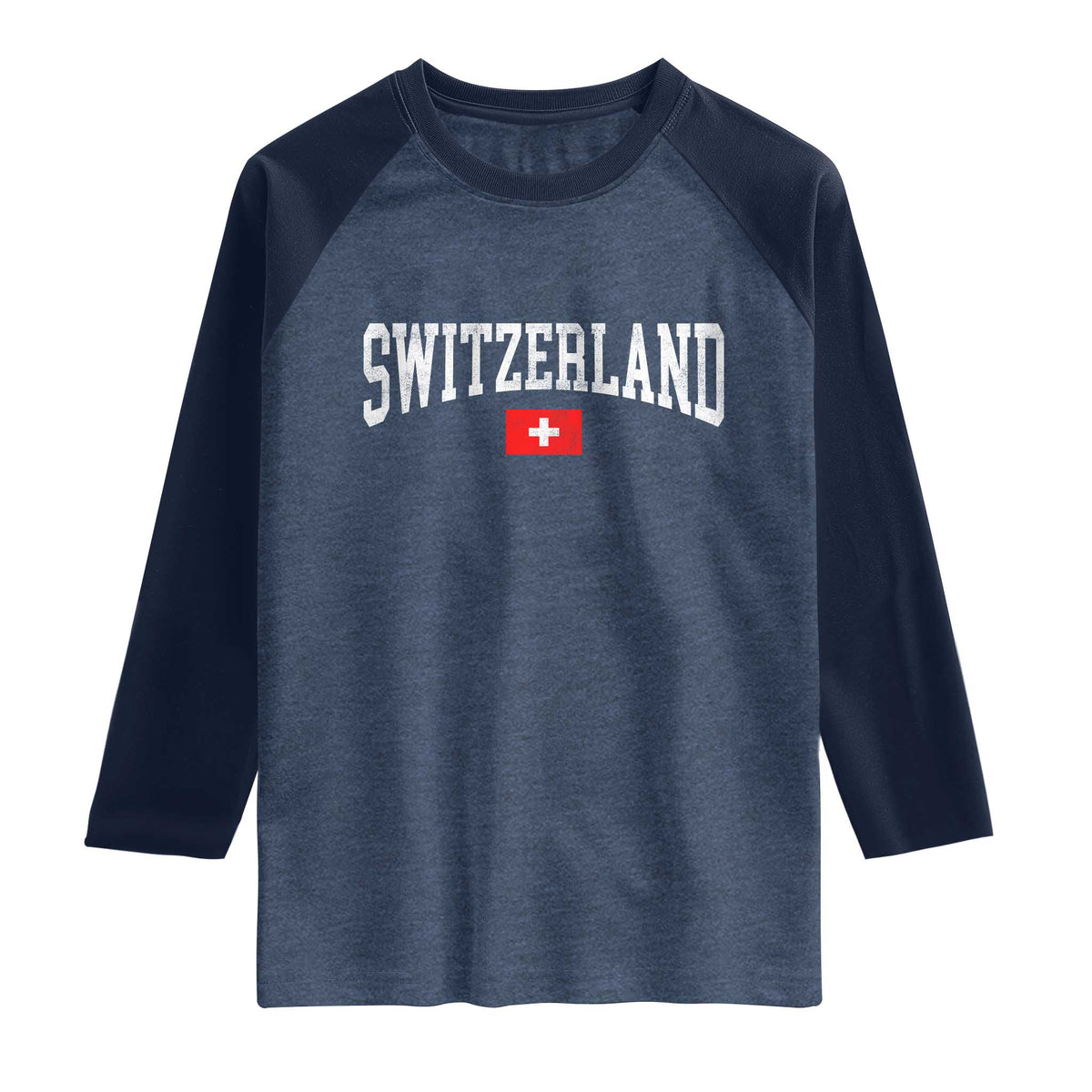 Vintage Switzerland National Pride The Swiss Cross Raglan Shirt