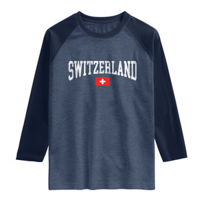 Vintage Switzerland National Pride The Swiss Cross Raglan Shirt