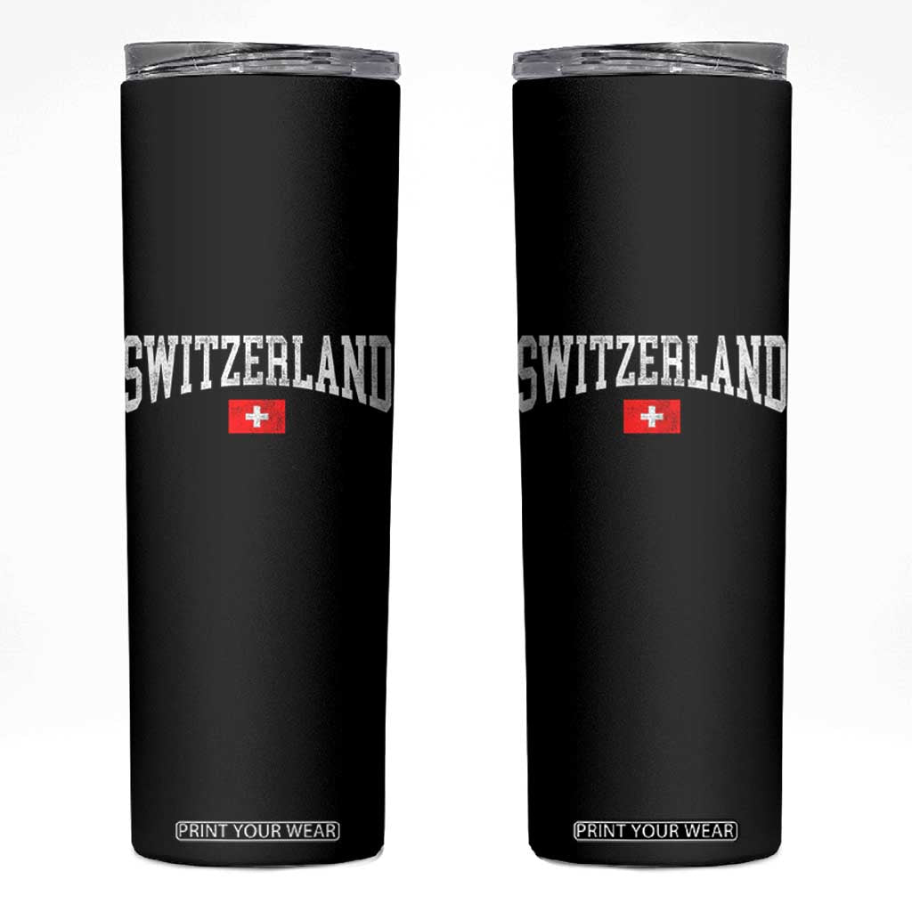 Vintage Switzerland National Pride The Swiss Cross Skinny Tumbler TS11 Black Print Your Wear