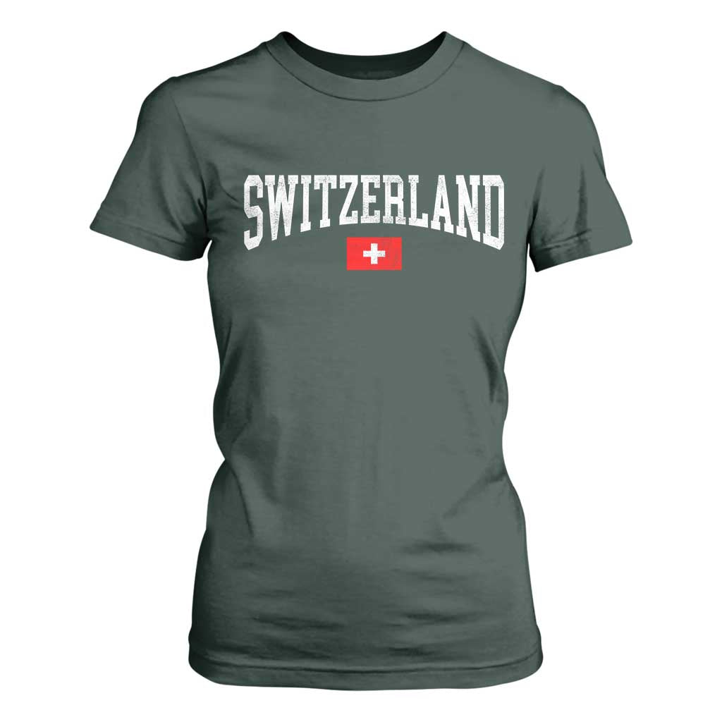 Vintage Switzerland National Pride The Swiss Cross T Shirt For Women