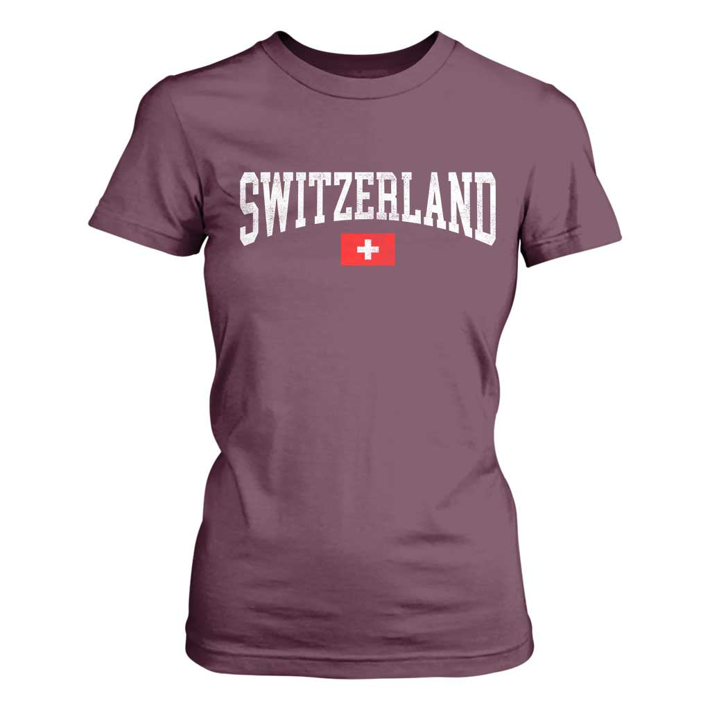Vintage Switzerland National Pride The Swiss Cross T Shirt For Women
