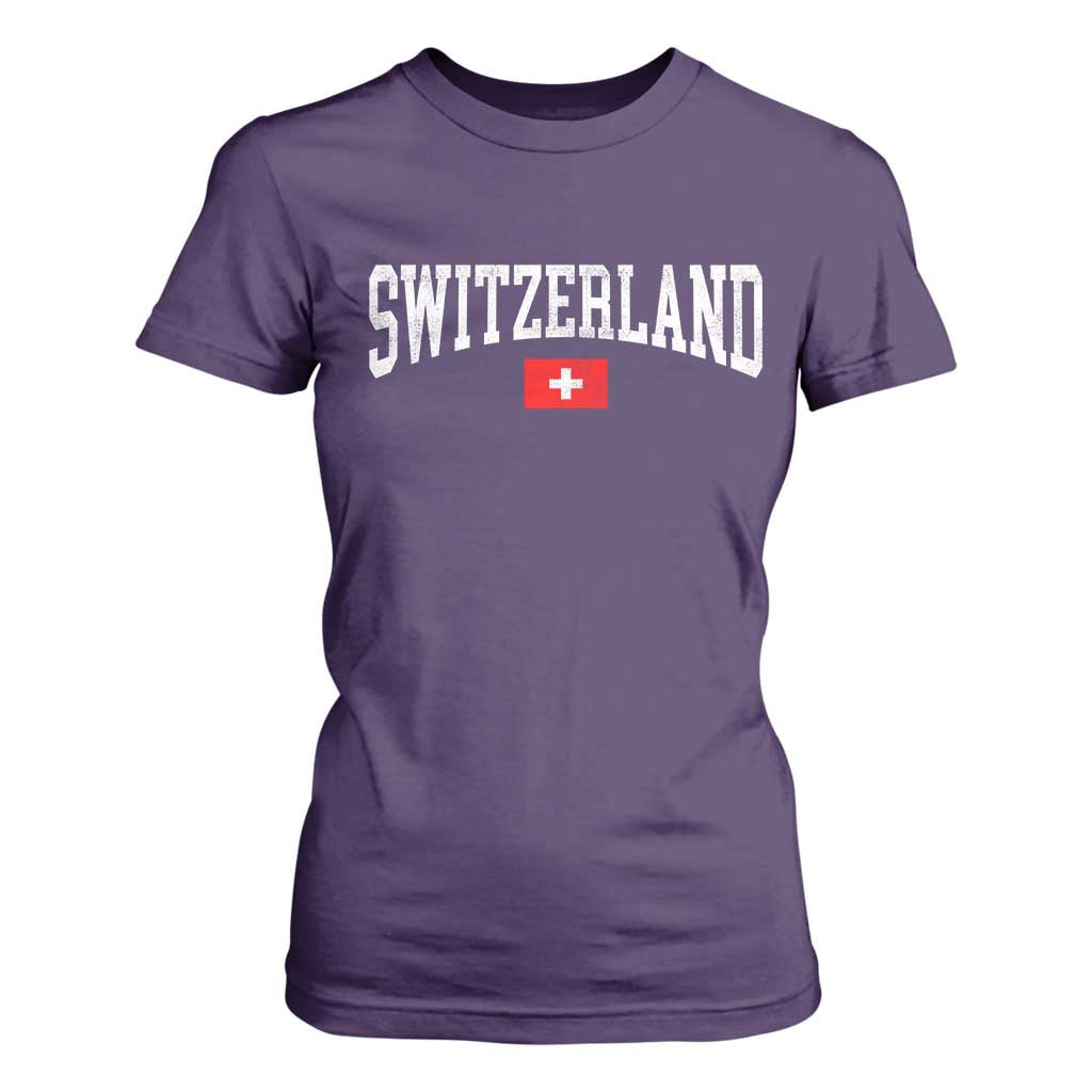 Vintage Switzerland National Pride The Swiss Cross T Shirt For Women