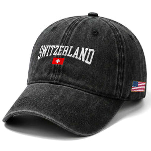 Vintage Switzerland National Pride The Swiss Cross Washed Cotton Baseball Cap