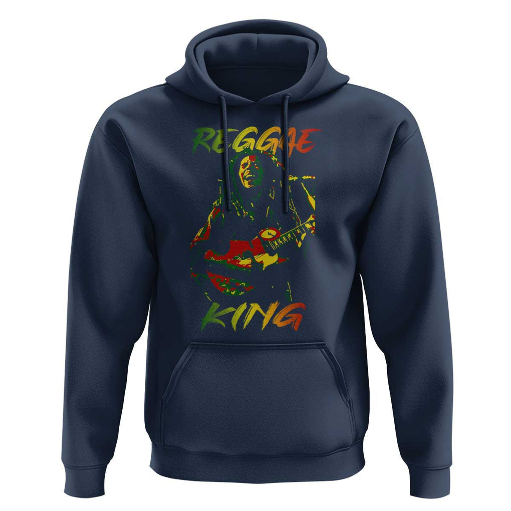 Legend Bob Hoodie Reggae King Music Rastafarian TS11 Navy Print Your Wear