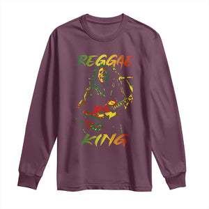Legend Bob Long Sleeve Shirt Reggae King Music Rastafarian TS11 Maroon Print Your Wear
