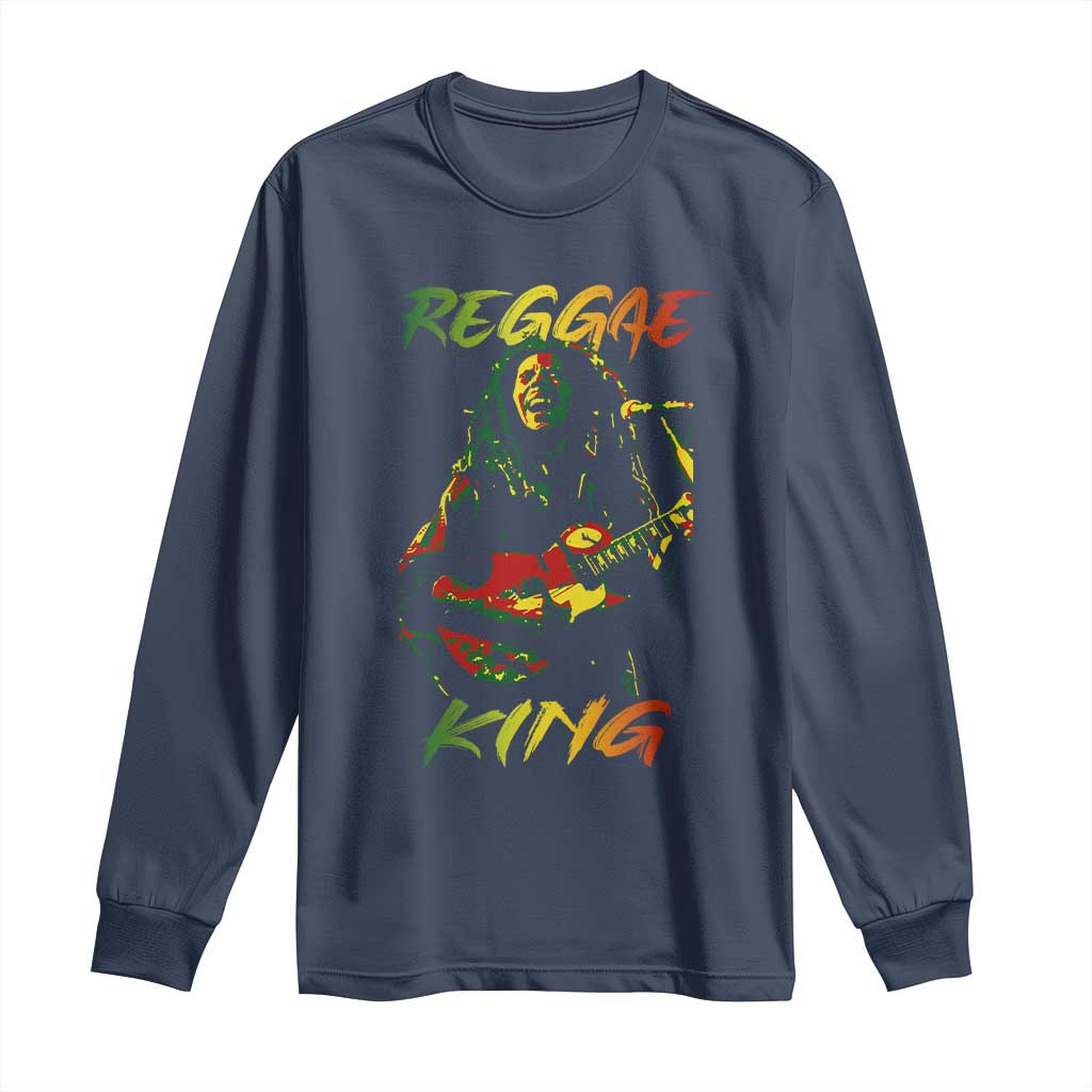 Legend Bob Long Sleeve Shirt Reggae King Music Rastafarian TS11 Navy Print Your Wear