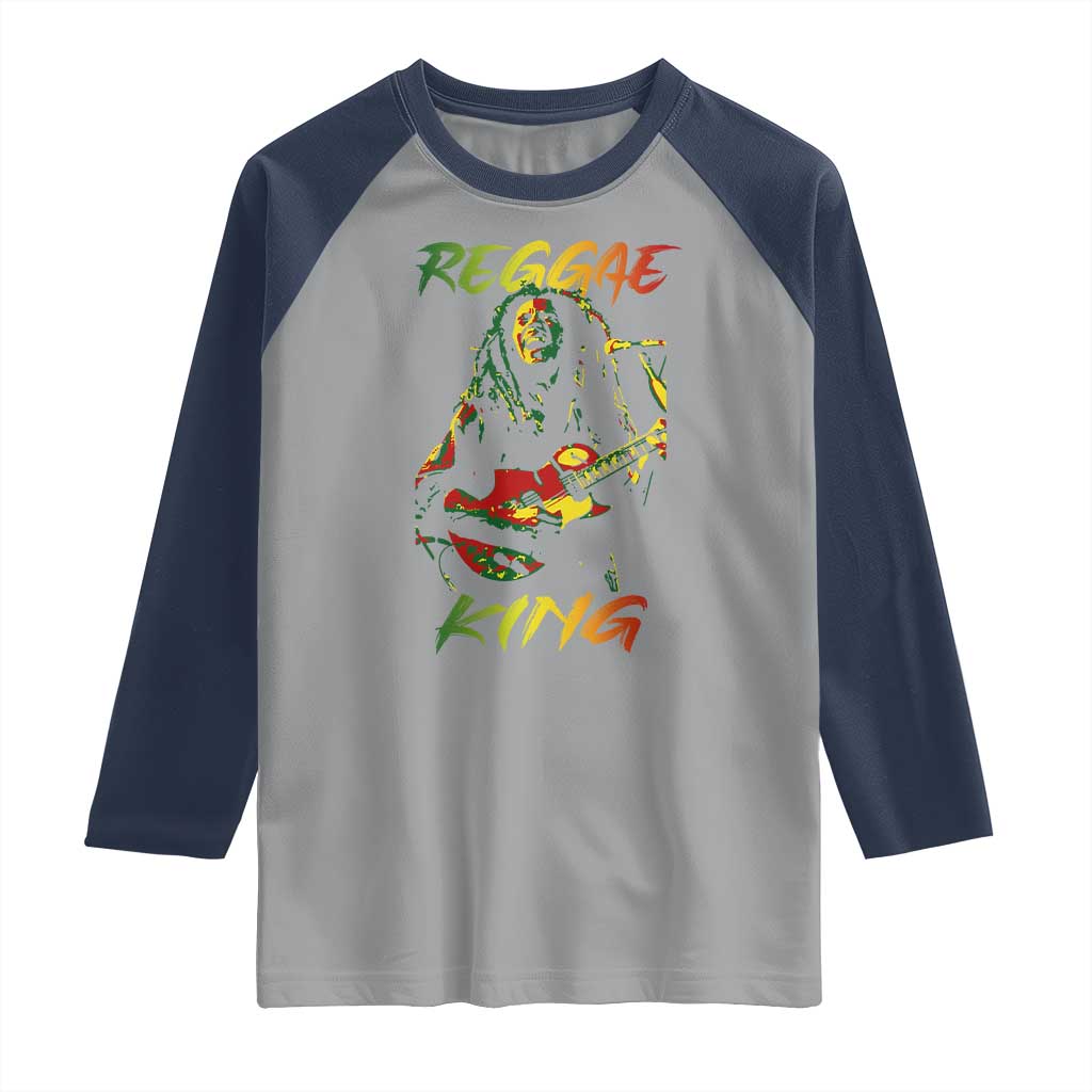 Legend Bob Raglan Shirt Reggae King Music Rastafarian TS11 Sport Gray Navy Print Your Wear