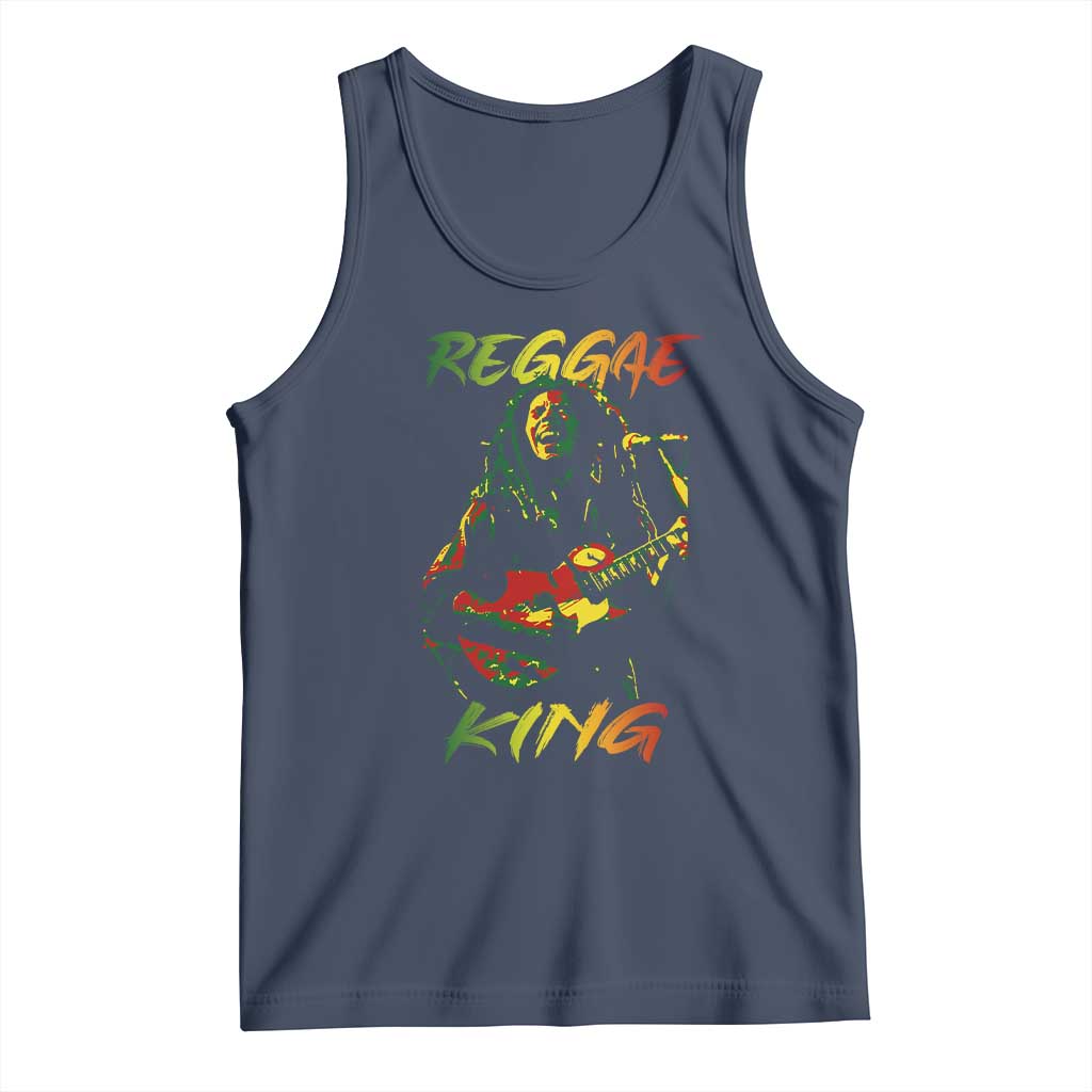 Legend Bob Tank Top Reggae King Music Rastafarian TS11 Navy Print Your Wear