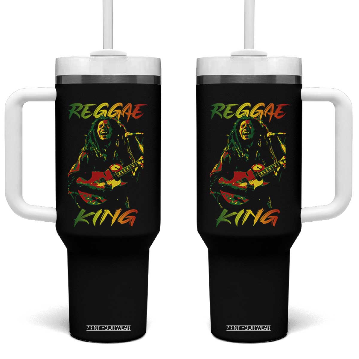 Legend Bob Tumbler With Handle Reggae King Music Rastafarian TS11 One Size: 40 oz Black Print Your Wear