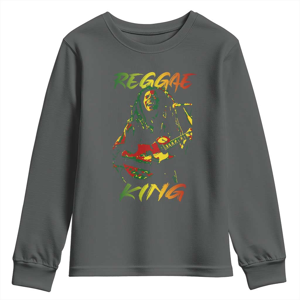 Legend Bob Youth Sweatshirt Reggae King Music Rastafarian TS11 Dark Heather Print Your Wear