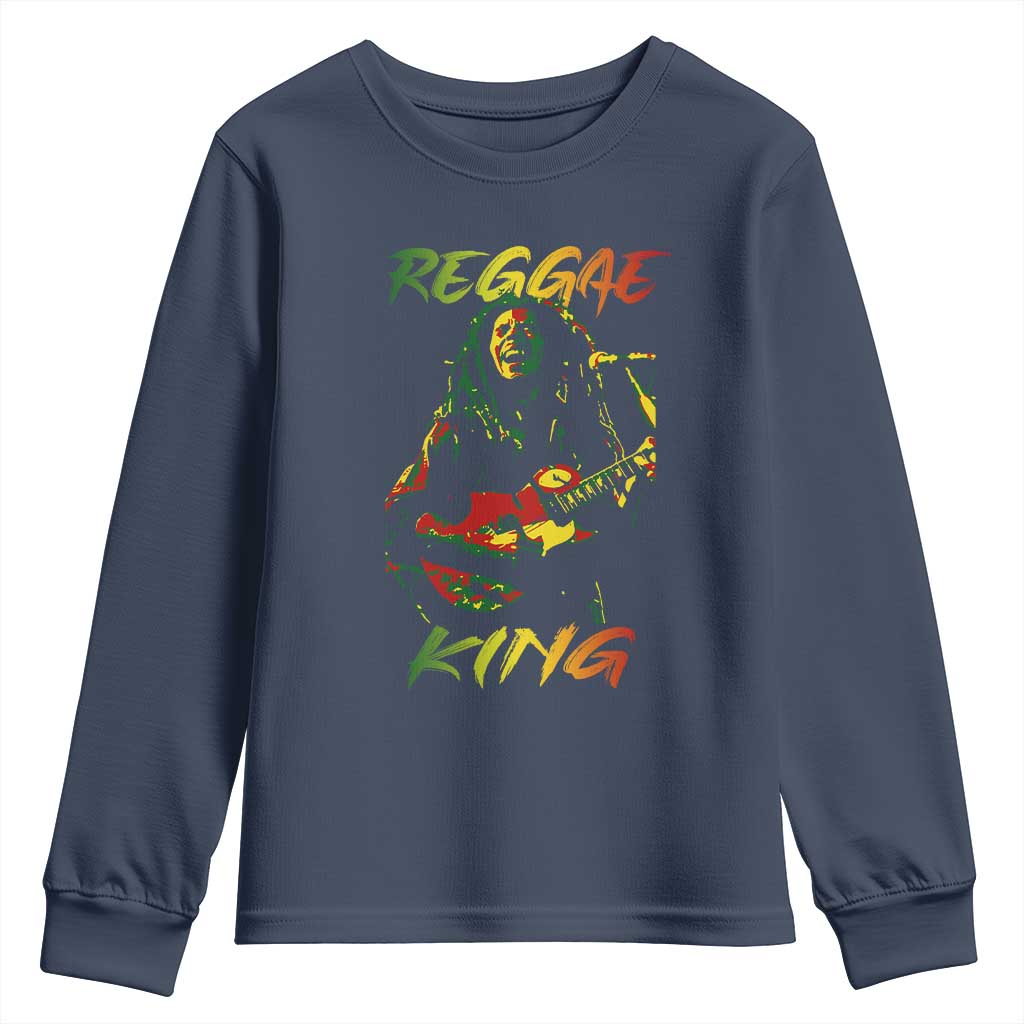 Legend Bob Youth Sweatshirt Reggae King Music Rastafarian TS11 Navy Print Your Wear